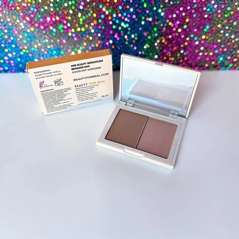 BEAUTY FOR REAL Sun Sculpt Weightless Bronzer Duo in Good Day Sunshine 0.282 oz